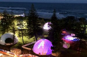 3 x 15m domes @ Commonwealth Games, Gold Coast Australian Geodesic Domes for Exhibition & Projection